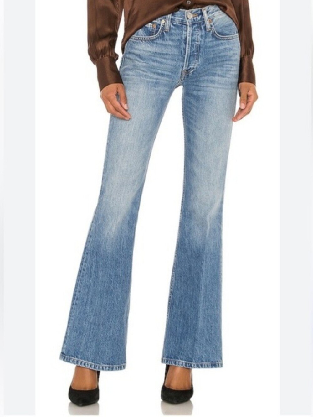 RE/DONE High Break Flared Cotton Denim Jeans Size 24